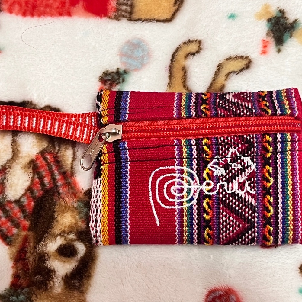 Vintage Red Multicolor Wristlet Clutch
